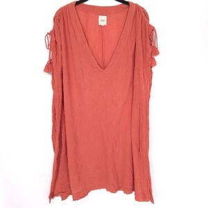 LOKIKI Women’s Dress XS/S Louise Short Kaftan‎ Tassels Slit Side Cover Up Tunic